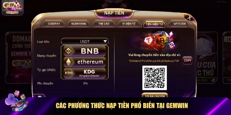 Bốn phương thức nạp tiền Gemwin nhanh gọn